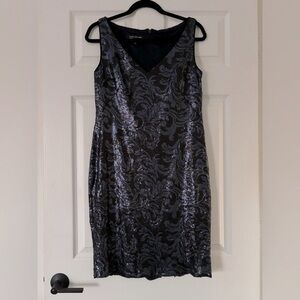 Elegant Black and Dark Navy Blue V neck Sequin Dress